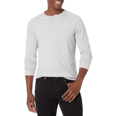 Bild av Amazon Essentials Men&#039;s Långärmad Henley skjorta med smal passform, Ljusgrå ljung, L