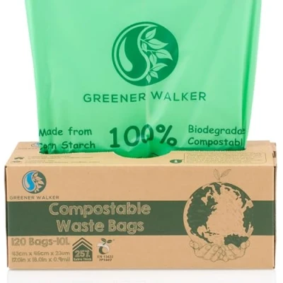Bild av Grön Walker 25 % extra tjock komposterbar biologiskt nedbrytbar soppåse 6 L/10 L/30 L (10 120 soppåsar)