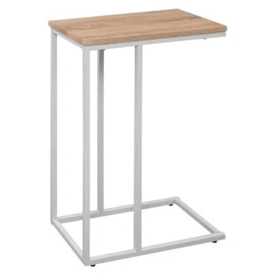 Bild av WOLTU® Sidobord, soffbord, nattduksbord, sängbord, laptopbord, ram, metall, bordsskivor av MDF, 45 x 25 63,5 cm (B D H), ljus ek TSG17hei