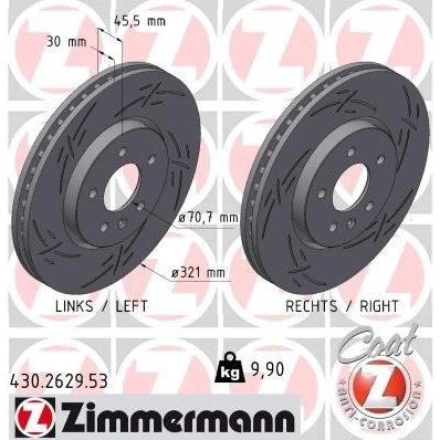 Bild av ZIMMERMANN Disque de frein OPEL: Astra J 5 portes, Zafira C Tourer, GTC 430.2629.53 13502826,13586854,95527034,569077,569092 Disques