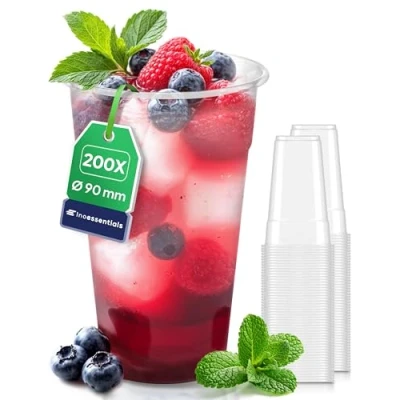 Bild av Inoverse 200 st. plastmuggar, 0,5 l transparent läcker ut koppar, partymugg plast, festporslin, ölmugg, vattenkopp