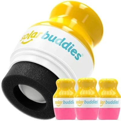 Bild av Triple Pack Of Solar Buddies Refillable Roll On Sponge Applicator for Kids, Adults, Families, Travel Size Holds 100ml Friendly Sunscreen, Suncream and Lotions (Pink)
