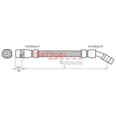 Bild av METZGER 4112834 Flexible De Frein 300 OPEL: Corsa C 3/5 portes, Combo Van / Break