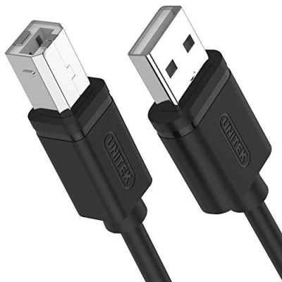 Bild av UNITEK Kabel USB A till B (han hane) I 5 meter, standard 2.0, PVC, 28 AWG, 100% koppar, svart datakabel för skrivare/skrivarkabel kompatibel med PC, bärbar dator