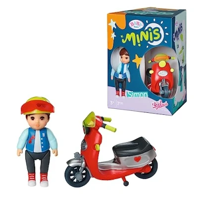 Bild av BABY born Minis Simon Playset på skateboard 906118, 7 cm docka med exklusiva tillbehör och rörlig kropp för realistiskt spel, lämplig barn från 3 år