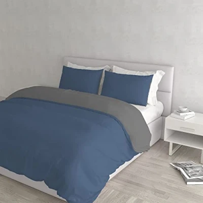 Bild av Italian Bed Linen Natural Color Doubleface påslakan, 100% bomull, turduva/kräm, liten dubbel