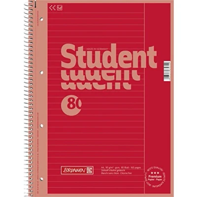 Bild av Brunnen 1067925123 Anteckningsblock/collegeblock Student Colour Code (A4 linjerad, linjering 25, 90 g/m², 80 ark) röd