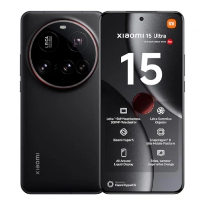 Bild av Xiaomi 15 Ultra Smartphone, 16+512 GB, svart, 100 mm Leica 200 MP supertele, 5410 mAh batteri, 90 W HyperCharge, HyperAI (laddare ingår ej)