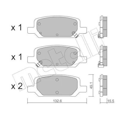 Bild av METELLI 22 1278 0 Jeu de plaquettes frein avec indicateur d&#039;usure TESLA: Model Y, 3