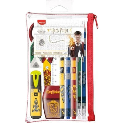 Bild av Maped Harry Potter skolmaterial pennfodral 10 stycken sax 1 pennvässare suddgummi highlighter 3 fina spetspennor 2 färggrafiter