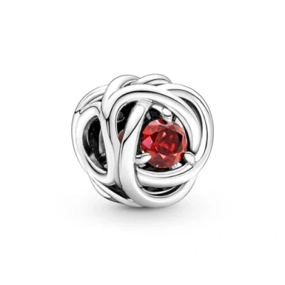 Bild av PANDORA Juli Geburtsstein Wahres Rot Ewigkeitskreis Charm aus Sterling Silber mit Kristall, 790065C01