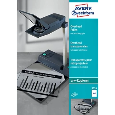 Bild av AVERY Zweckform OHP Folien, A4, klar, unbeschichtet f?r Kopierer, Einzelblattanlage mit Zwischenlagepapier (3555)