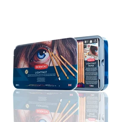 Bild av Derwent Lightfast färgpennor, Set Med 100 Pennor I En Ask, Färgpennor Runt Tåligt Stift Som Är 4mm, Krämig Textur, Perfekt För Att Teckna, Rita Och Färglägga, Professionell Kvalitet, 2306017