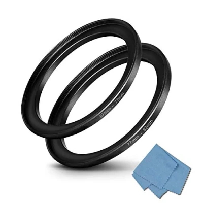 Bild av 67 mm 77 &amp; 82 stegring [2 pack] lins till filter och filter, KOMET kameralinsfilter steg up ring