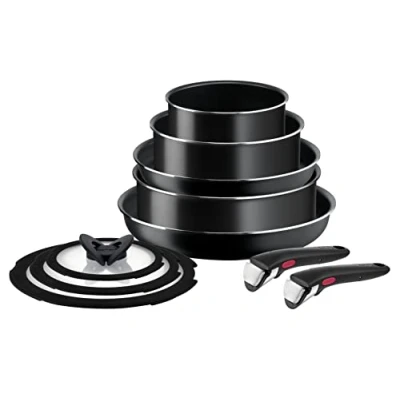 Bild av Tefal Ingenio Easy ON kastruller och kokkärl set, 10 delar, stapelbar, avtagbart handtag, platsbesparande, non stick belagd, svart, L1599143