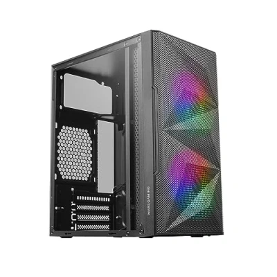 Bild av MARSGAMING MCX, ATX PC spelfodral, härdat glas, RGB dubbel fläkt, vit