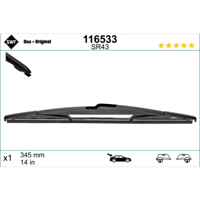 Bild av Torkarblad, Bak, opel zafira tourer c, vauxhall mk iii, 1272049, 13256926