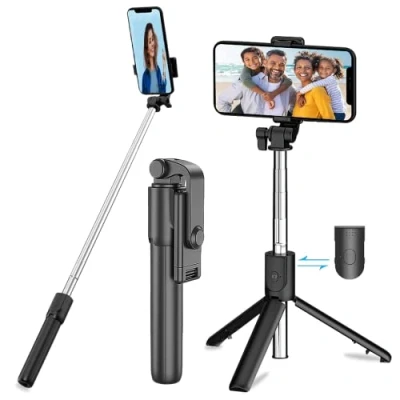 Bild av Selfie pinne Bluetooth stativ flexibelt telefonstativ med avtagbar fjärrkontroll och mobilstativ kompatibel mobiltelefonstativ för iPhone Andriod