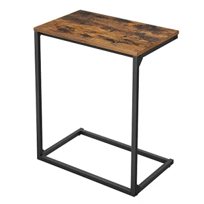 Bild av VASAGLE sidobord, litet soffbord, slutbord, laptopbord, för sovrum, vardagsrum, arbete i sängen eller på soffan, enkel struktur, stabil, industriell stil, rustik brun och svart LNT52BX