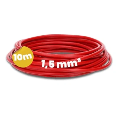 Bild av Kalitec 10 meter H07V K 1,5 mm² röd kabel I flexibel PVC ledarkabel fåtrådig mm2 finförgrenad enkelledarkabel kopplingskabel