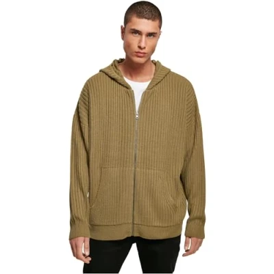 Bild av Urban Classics Knitted ZIP Hoody Kofta, Storlek: Large, Tiniolive