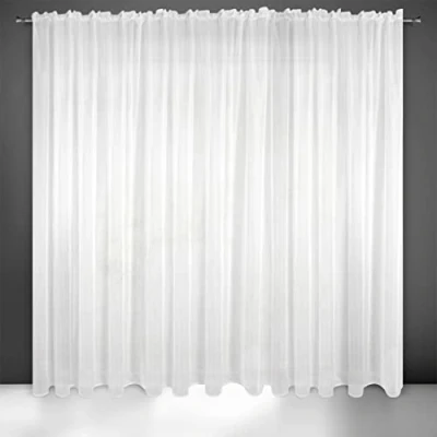 Bild av Gardin voile slät transparent veckband 1 st. högkvalitativt sovrum vardagsrum elegant