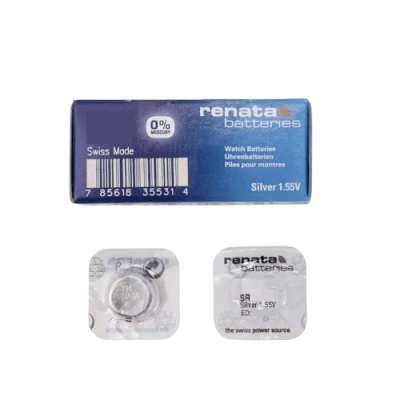 Bild av 2 x Renata 396 klocka 1,5 V batteri tillverkad i Schweiz SR726SW silveroxid cell