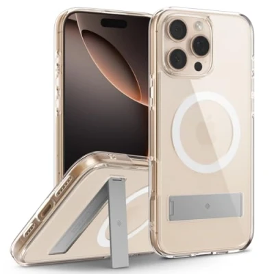 Bild av Spigen Caseology Capella MagSafe Kickstand clear white silver iPhone 16 Pro Max