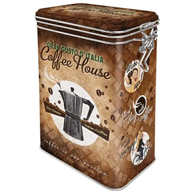 Bild av Nostalgic Art Kaffeburk i retrostil, Coffee House Presentidé för kaffeälskare, Plåtask med aromlock, Deko vintagedesign, 1,3 l