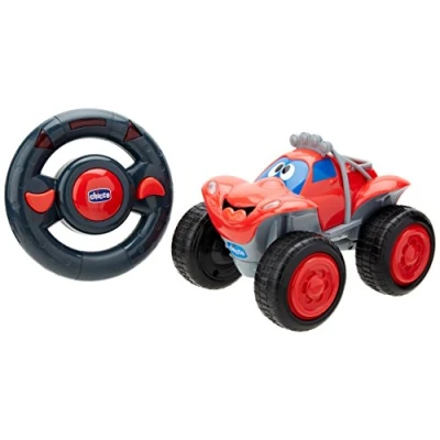 Bild av Chicco Billy Bigwheels, fjärrkontrollbil, med intuitiv fjärrkontroll i form av en ratt och stora hjul, återger verkliga ljud riktig bil, leksaksbilar för barn 2 6 år gammal, röd