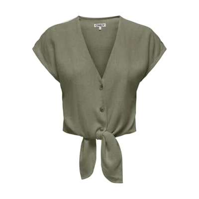 Bild av ONLY Onlsiesta KNOT Tshirt med print, Storlek: XS, Deep lichen green
