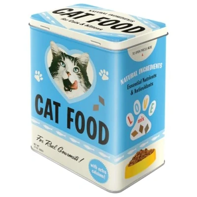 Bild av Nostalgic Art Förvaringsburk i retrostil L, Cat Food Love Mix Presentidé för kattägare, Stor kaffeburk av plåt, Deko vintagedesign, 3 l