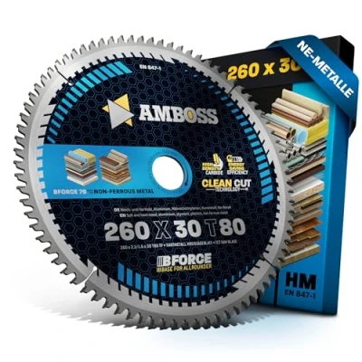 Bild av Cirkelsågklinga av hårdmetall 260 x 30 mm, tand 80 platt trapets för aluminium. passar: Makita 2704N, MLT100NX1, LH1040F, Festool, Kapex KS 120, Dewalt DW711, DLS11, LS1019L, 1018L,