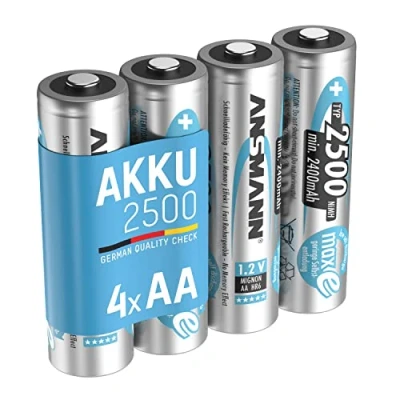 Bild av ANSMANN 4x Batterie ricaricabili stilo AA 2500 mAh 1,2V NiMH Pila a ricarica veloce fino 1000 cicli di eco friendly