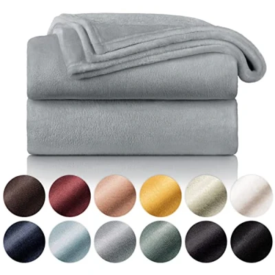 Bild av Blumtal fleecefilt 220 x 240 Grå pläd OEKO TEX® certifierad, soffpläd, cocooningpläd tjock, fluffig, mjuk och varm hög kvalitet
