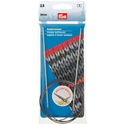Bild av Prym 212116 rundsticksnålar MS 100 cm 2,50 mm silverfärgad rundnål, mässing, 2,5