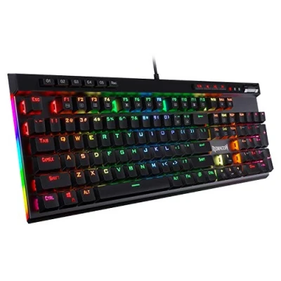 Bild av Redragon K580 VATA RGB LED blå brytare mekaniskt speltangentbord, amerikansk layout med bakgrundsbelysning 104 tangenter anti ghosting makroknappar och dedikerade mediakontrollelement