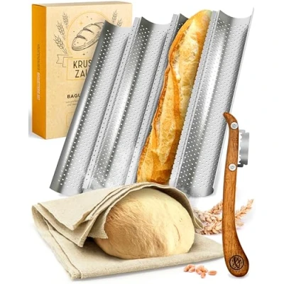 Bild av KRUSTENZAUBER baguette bakform, bagarkniv, bagarlinne