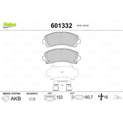 Bild av VALEO 601332 Jeu de plaquettes frein Essieu avant contact signal d&#039;usure inclus avec tôle anti bruit coulisses ISUZU: D Max II Pick up