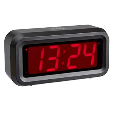 Bild av TFA Dostmann Digital väckarklocka ROXY med röda LED siffror, 60.2024.10, larm snooze funktion, 3 ljusstyrkenivåer, utan tickande, nattläge, batteridriven, svart