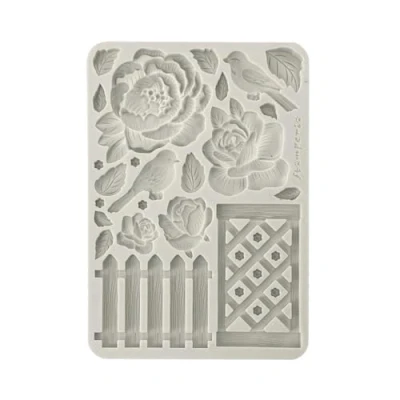 Bild av Stamperia Silicon Mould A5 for Scrapbooking, Bullet Journals and More, Non Stick Surface, Suitable Air Dry Clay, Resin Perfect Crafts Gifting (House of Roses, Fence)
