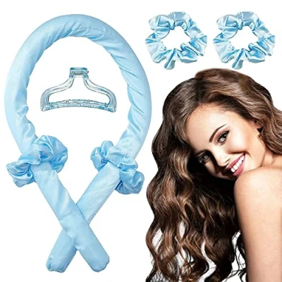Bild av Heatless Curls band papiljotter över natten utan värme för långt hår Curler hårband mjukt att sova stora lockar set inkl. 2 x hårsnoddar + 1 hårklämma (svart)