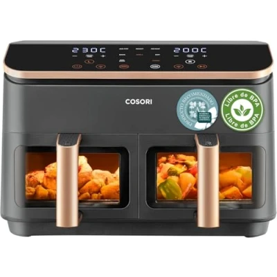 Bild av COSORI Air Fryer 2 fack 8,5 l dubbel zon oljefri fritös, 55% mindre energi, synlig scavenger, 30230 ℃ Max Crisp, Sync Finish and Cook,85% fett, Amazon exklusiv