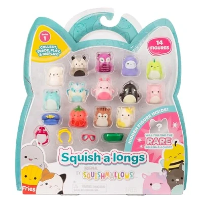 Bild av Squish A LONGS 14 pack 1 tums Mini med 4 tillbehör, ring och en samlarguide samla, handla spela