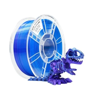 Bild av iBOSS PLA filament med 3D skrivare, 1,75 mm, tvåfärgad sidenfilament co extrudering, glänsande tryck 1 kg (2,2 pund), lila blå (laser lila)