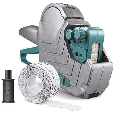 Bild av Meto Basic M prisidentifieringsset pris, artikelnummer (2 rader, 16 siffror för 22 x mm etiketter, klar att använda), 1 handutmärkta, silverfärgad teal