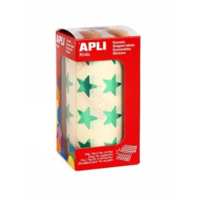 Bild av APLI Kids 12054 Roll of gomets stjärnor 19,5 mm metallic grön