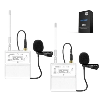 Bild av NEEWER Lapel Lavalier mikrofon (2 pack), trådbunden klämma på rundstrålande kondensor Lav Mic kompatibel med Rode Wireless GO II DJI trådlös mikrofonsändare för scen YouTube video Live Stream, CM5