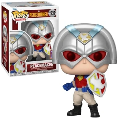 Bild av Funko Pop! TV: Peacemaker with Shield vinylfigur att samla presentidé officiella produkter leksaker för barn och vuxna TV fans