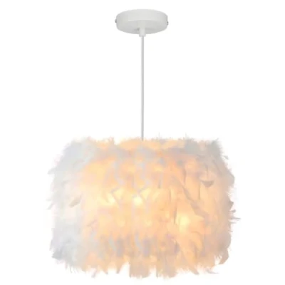 Bild av 40 cm/15,9 tum fjäderpendellampa, taklampa, elegant fjäderlampskärm, ljuskrona, hängande lampa för vardagsrum, sovrum